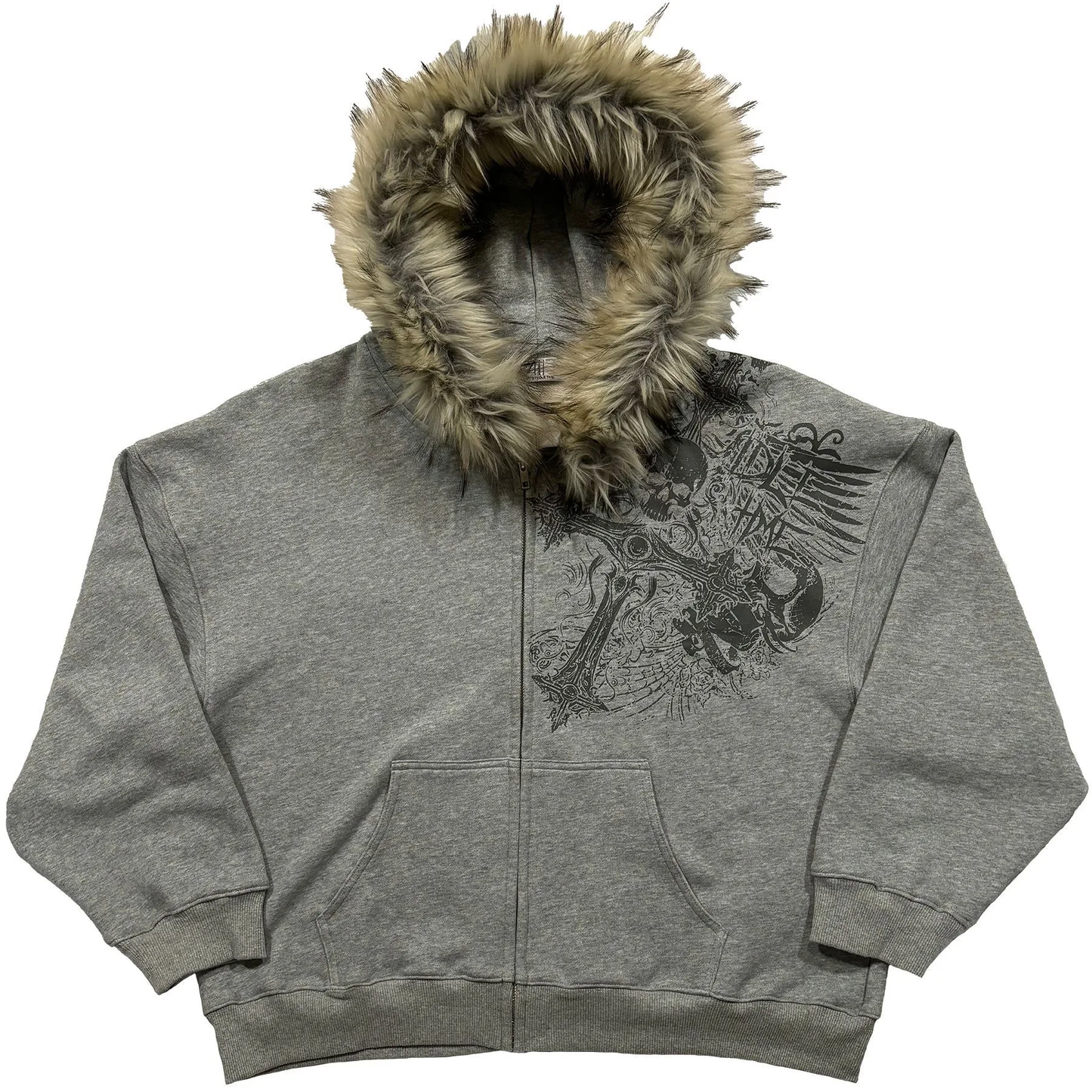 ‘Skulls’ Fur Zip Up