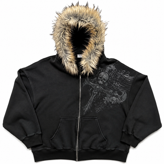 ‘Skulls’ Fur Zip Up