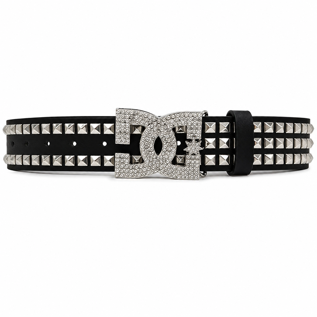Silver Rhinestone Studded DC Belt