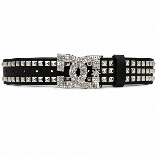 Silver Rhinestone Studded DC Belt