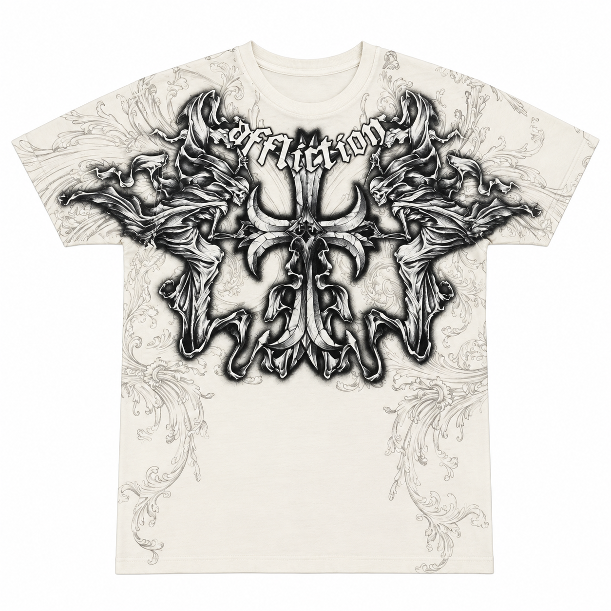 White Graphic Cross Tee