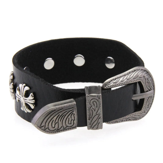 Gothic Belt Strap Cross Bracelet